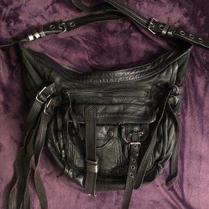 ALL SAINTS Motorcycle/Hobo CrossBody Black Leather